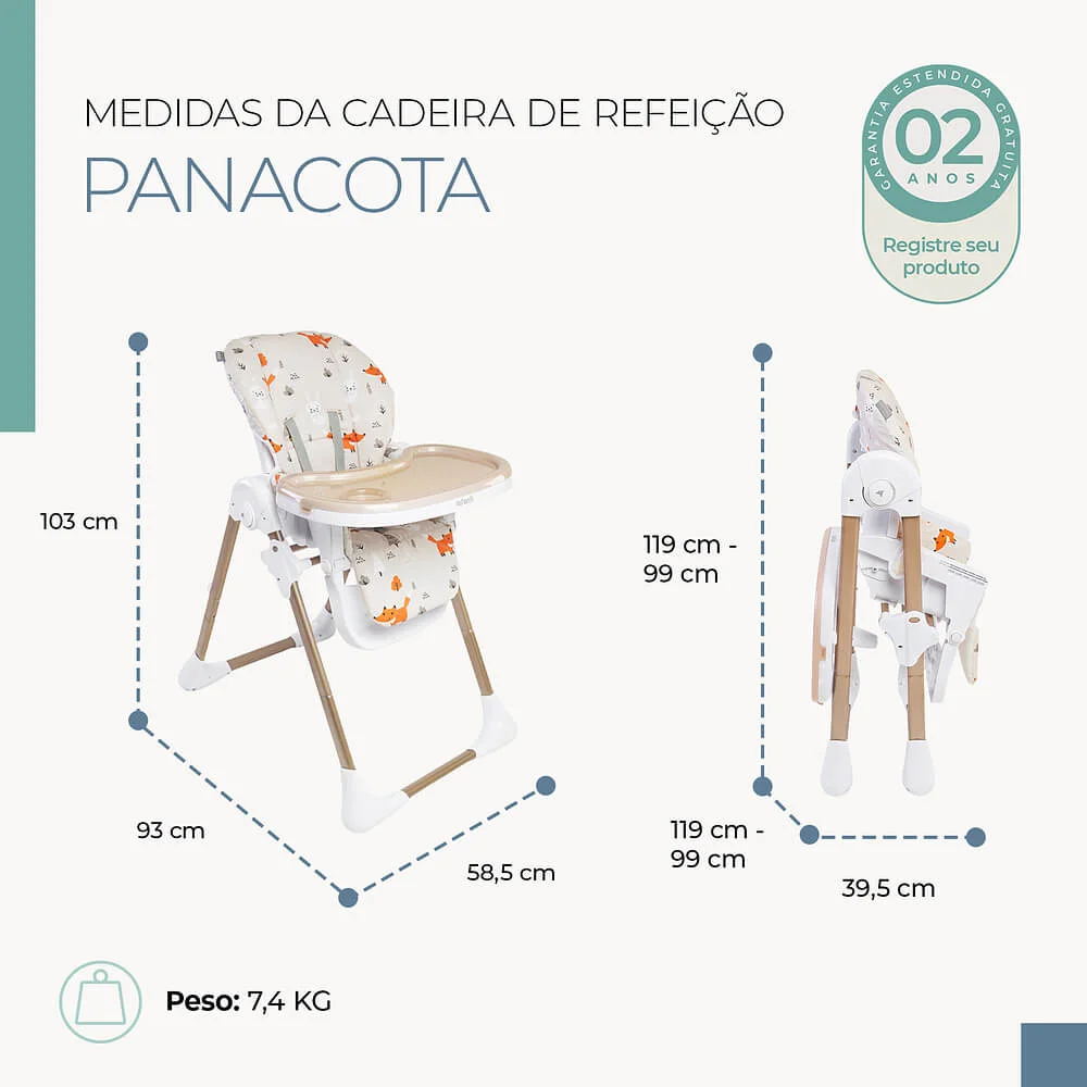Cadeira de Refeição Panacota - Infanti (6 meses a 23 Kg)